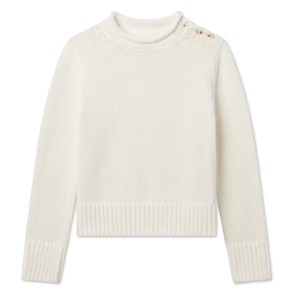 Women's White Button-Detail Sweater